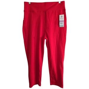 NWT Popfit Red Cropped Leggings with Pockets 2XL